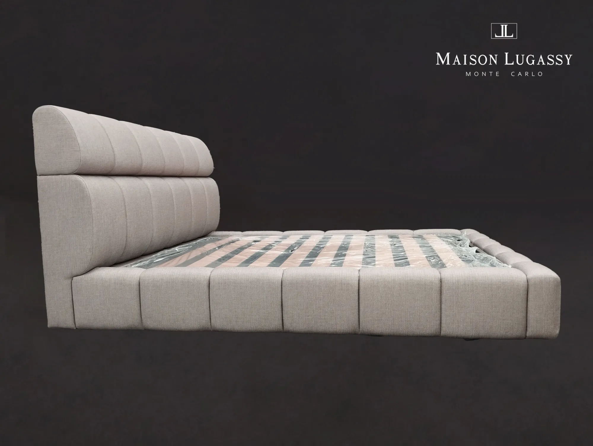 Lit design "Roman" en conception exclusive vue de profil